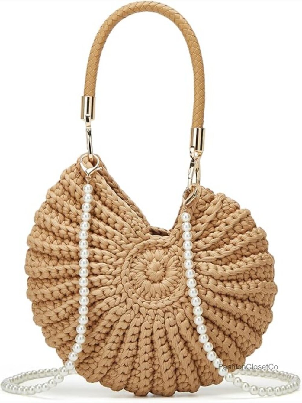 Handmade Crochet Tote Bag Seashell Purse Boho Shell Crossbody Shoulder Bag